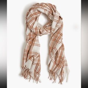 J. Crew tan and white striped scarf excellent condition